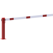 Compact hand barrier | with fixed support post | clear width: 1500 mm | with profile cylinder lock | hot-dip galvanized and coated red / white